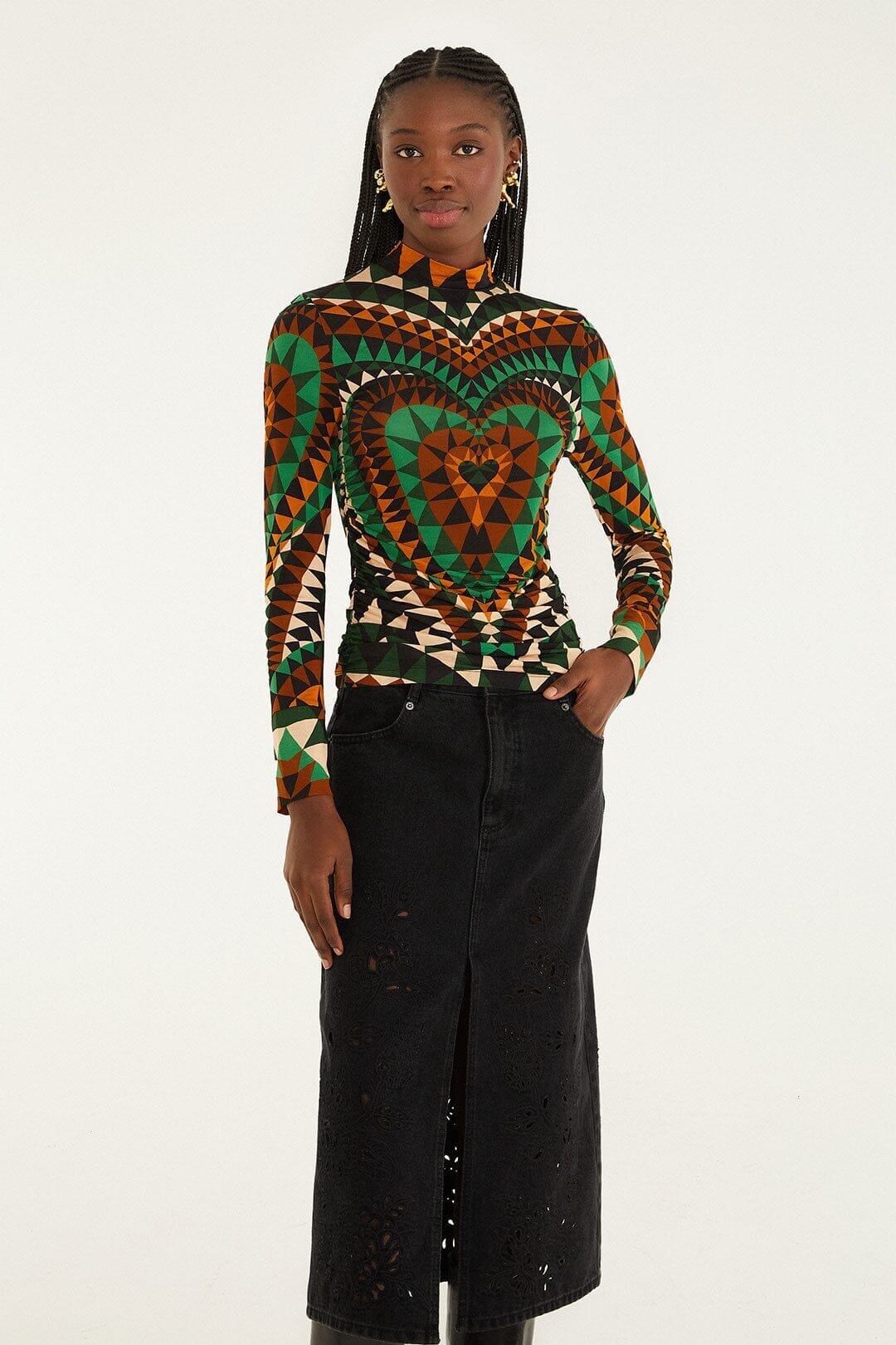 Falda midi vaquera negra Richilieu