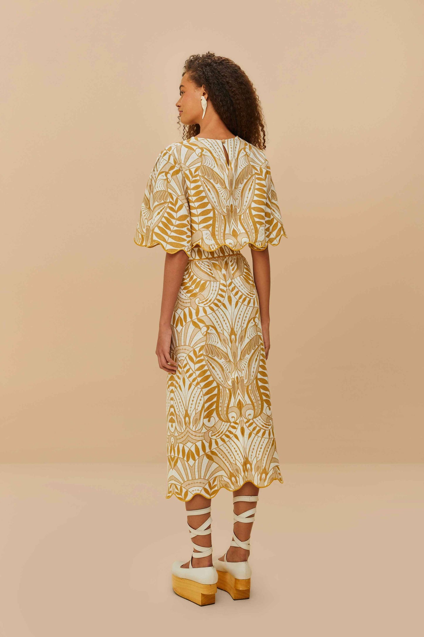 Off-White Lace Nature Euroflax™ Premium Linen Falda Midi