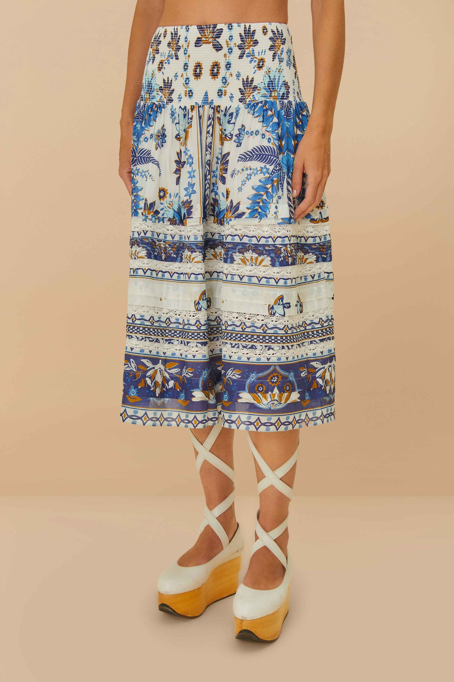 Off-White Falda Ana midi de algodón orgánico con tapicería