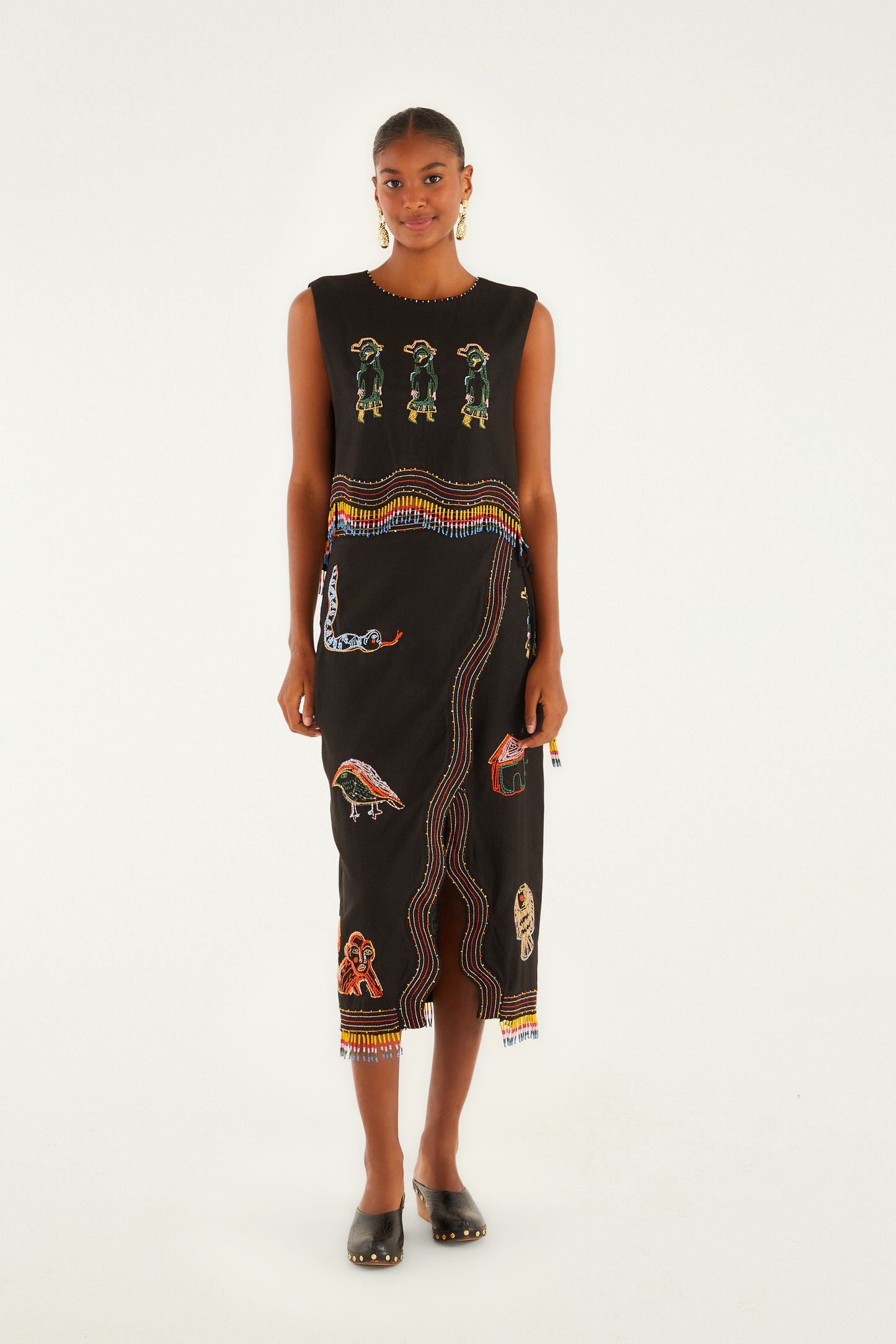 ANA LEOVY FARM RIO FIGURES WRAP MIDI SKIRT