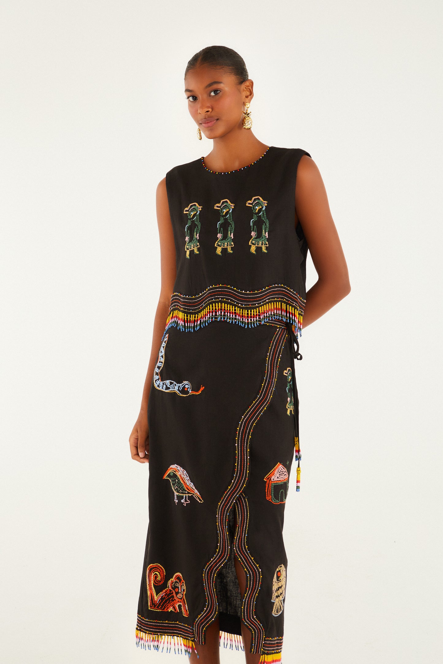 ANA LEOVY FARM RIO FIGURES WRAP MIDI SKIRT