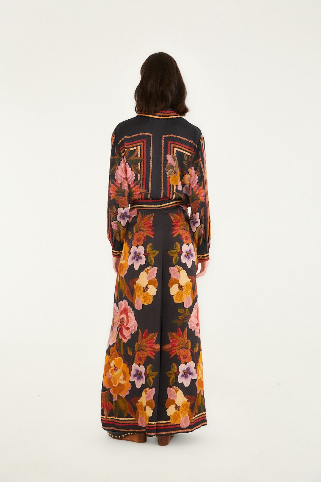 chenille flowers black pants