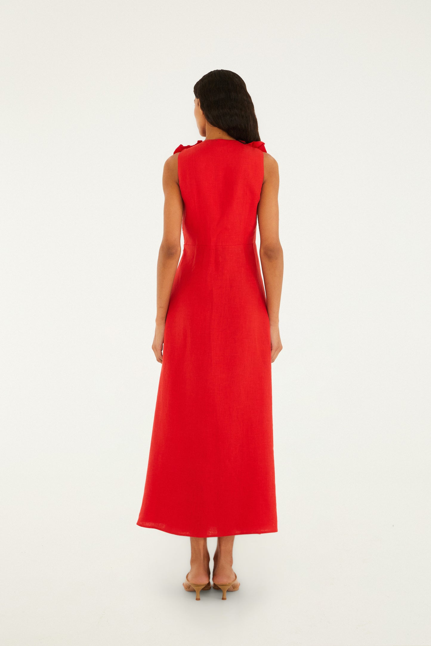 vestido midi rojo sin mangas 2