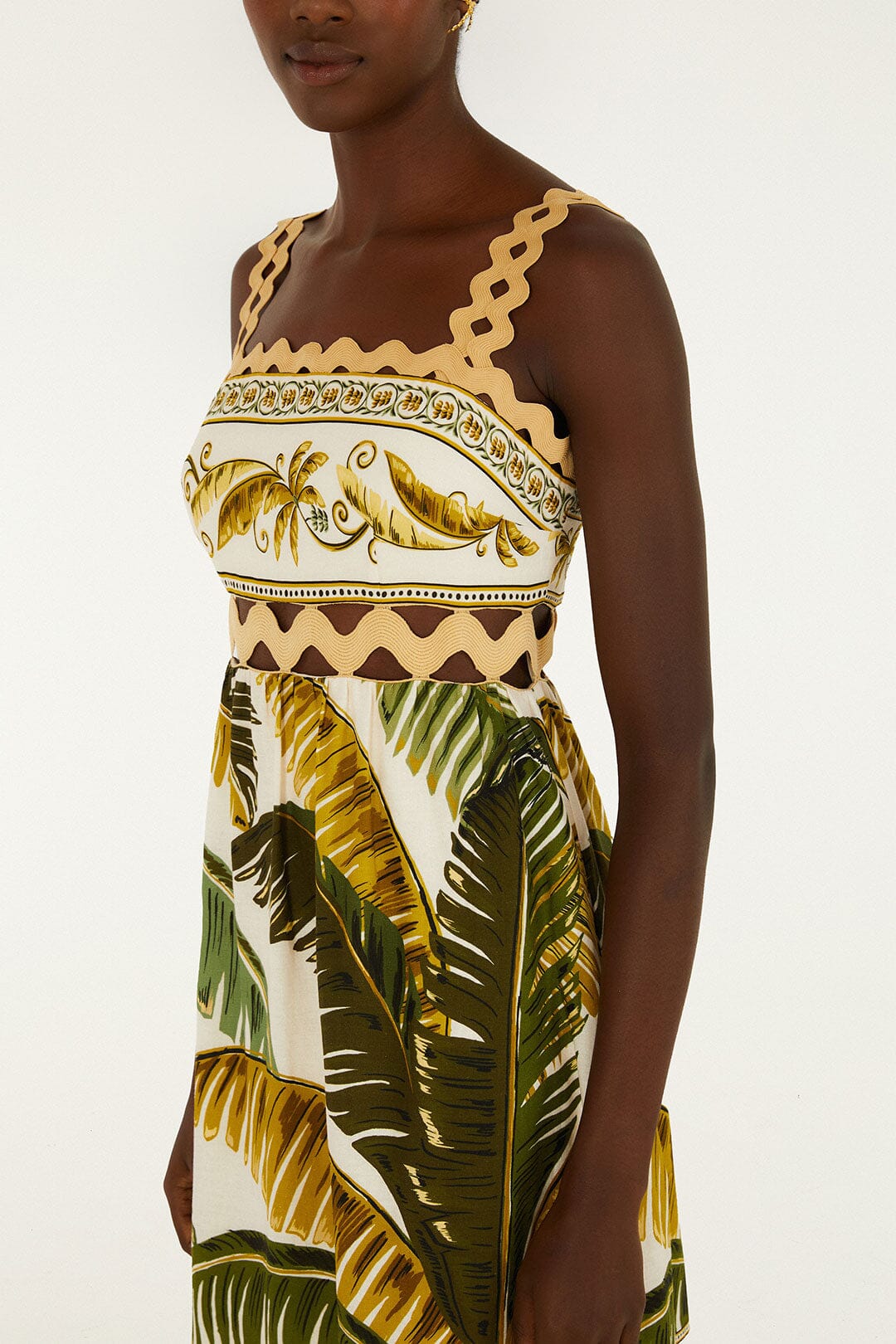 Maxi Vestido Trancoso Arena con Ribete Ondulado