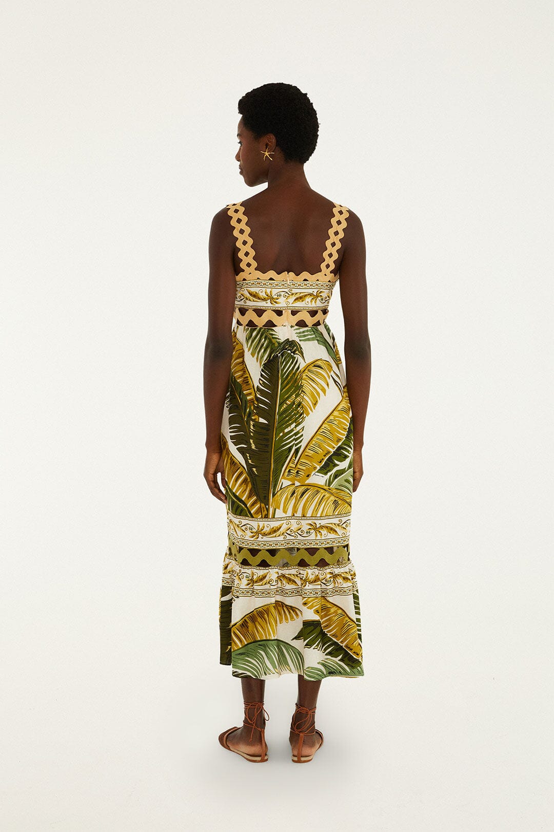 Maxi Vestido Trancoso Arena con Ribete Ondulado