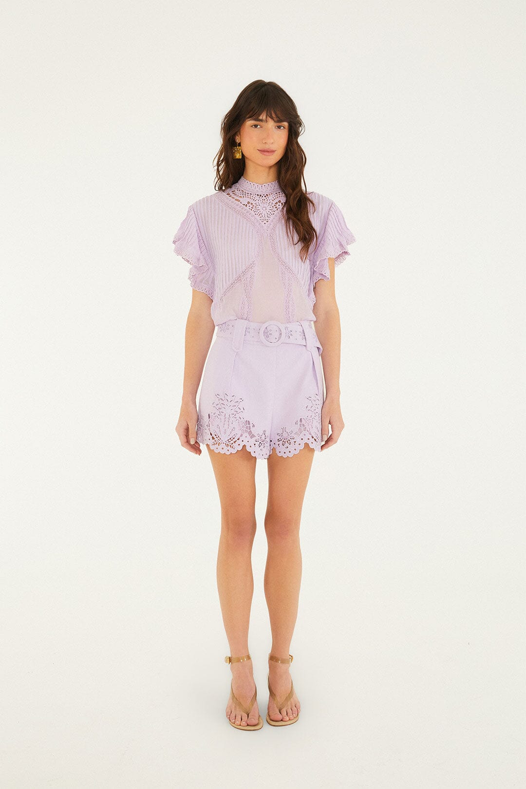 Blusa Lila de Encaje con Olanes