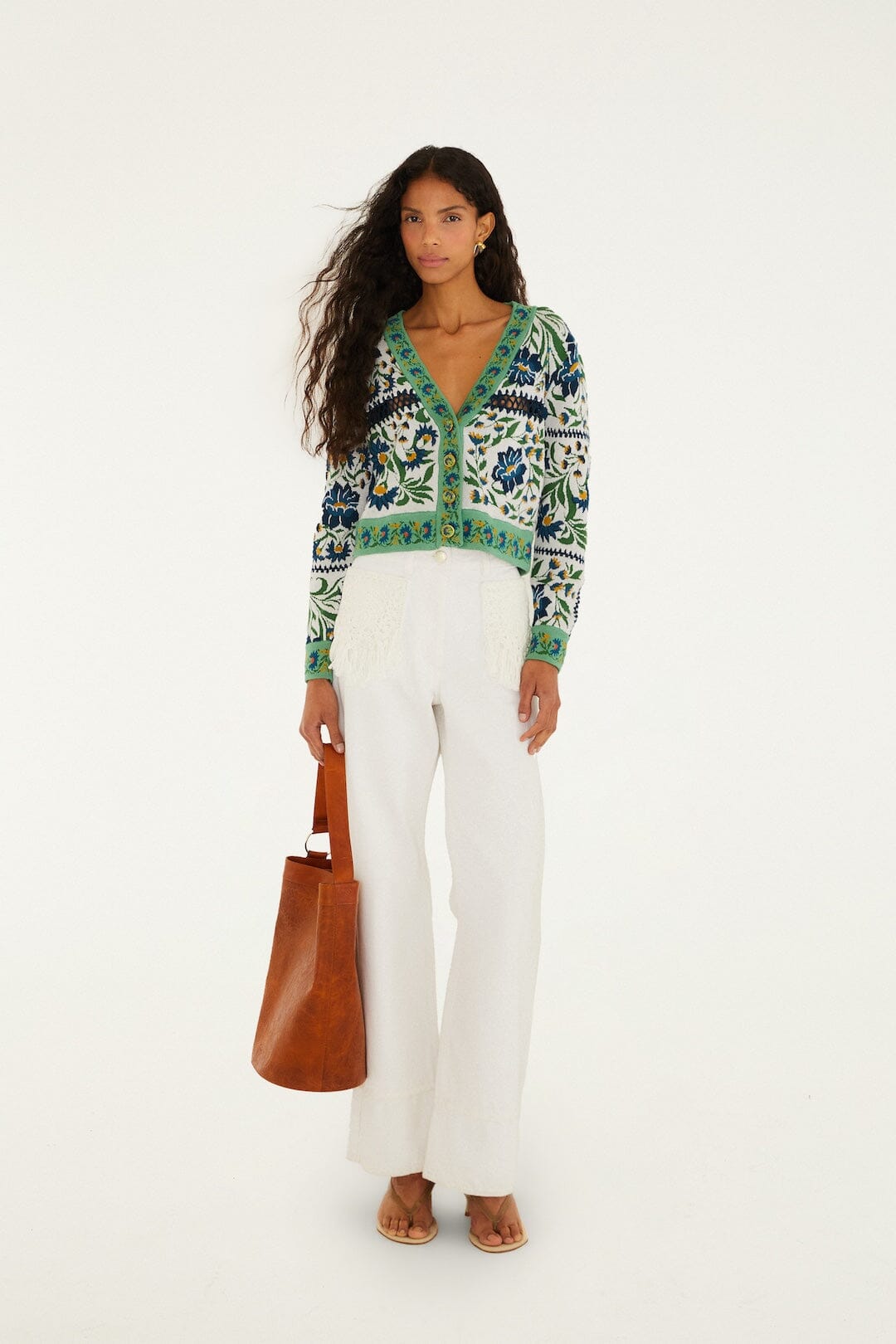 Cardigan de Punto Blanco Hueso Manoela con Botones