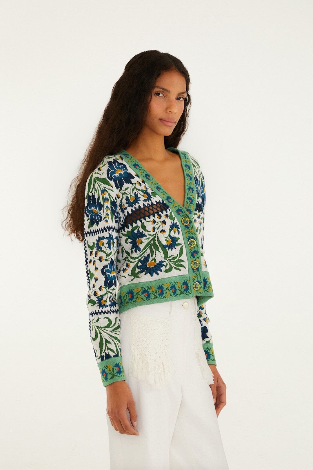 Cardigan de Punto Blanco Hueso Manoela con Botones