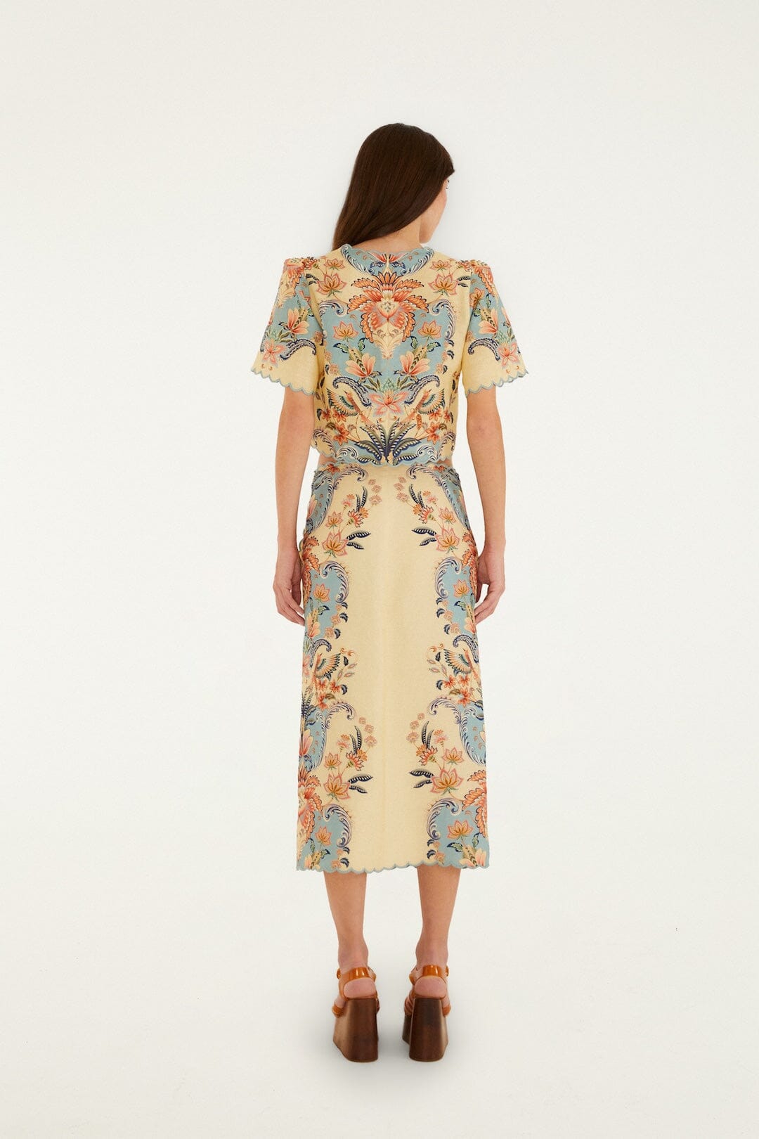 falda midi boho beauty color mantequilla