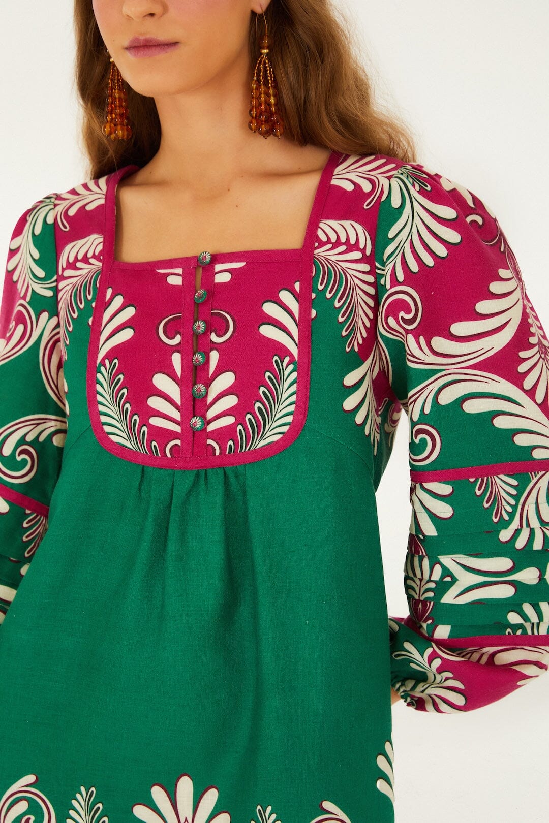 Vestido Mini Multicolor Spring Arabesc de Manga Larga