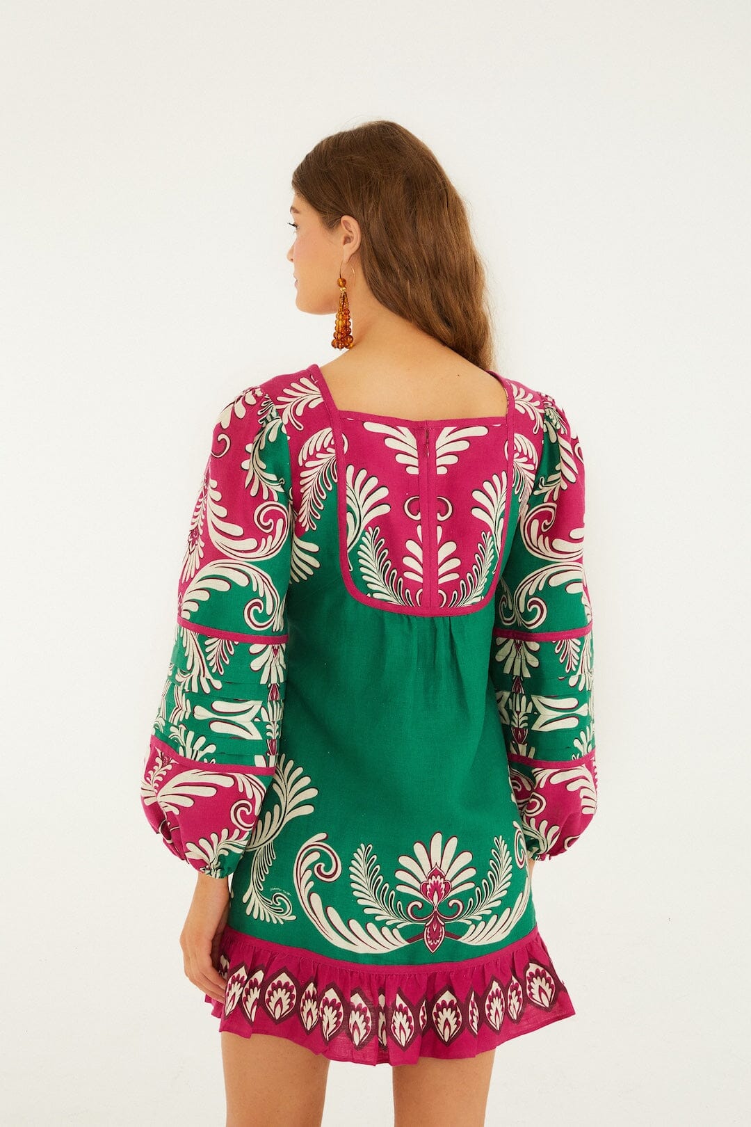 Vestido Mini Multicolor Spring Arabesc de Manga Larga