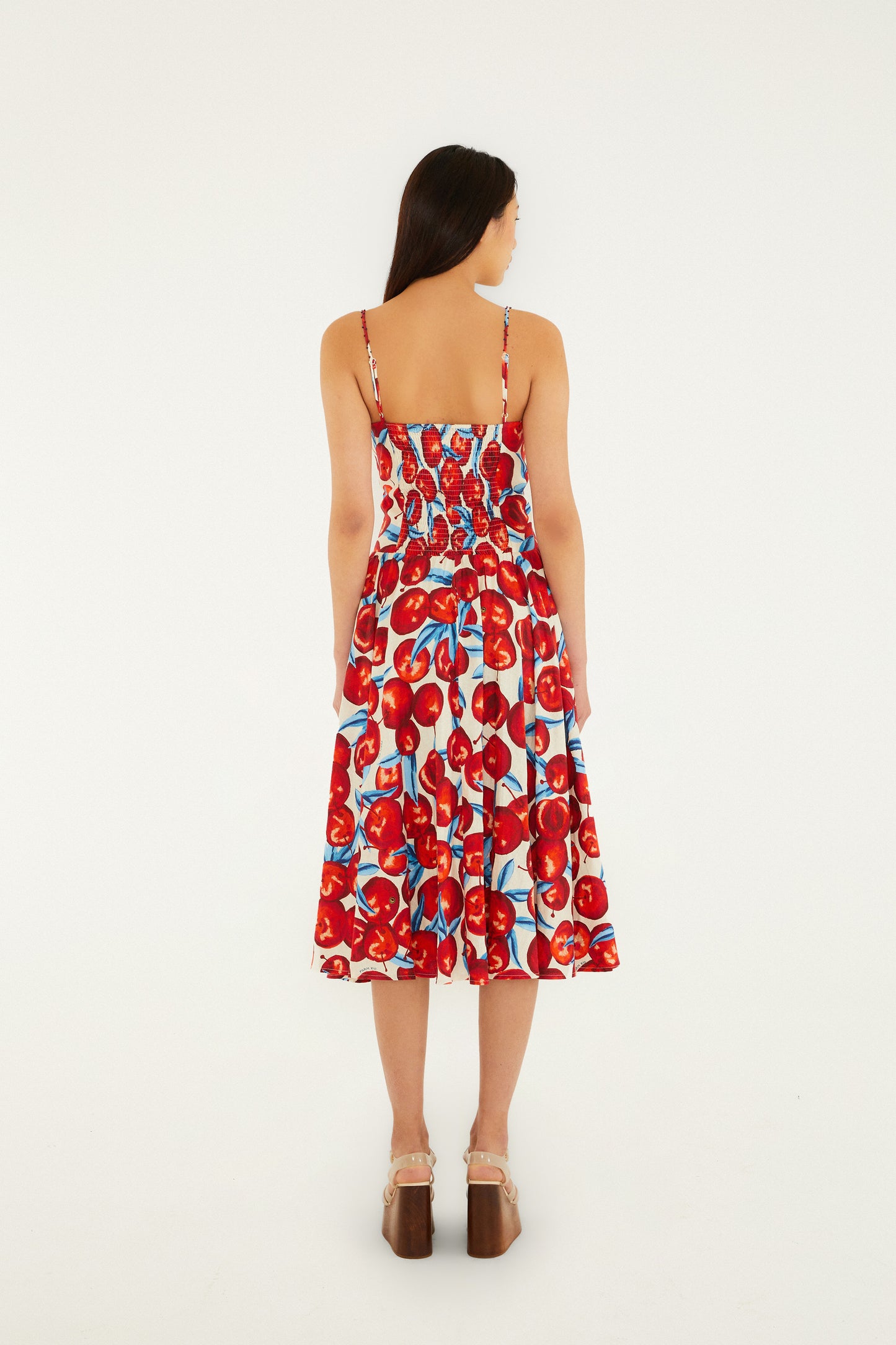 vestido midi sin mangas con flor de cerezo