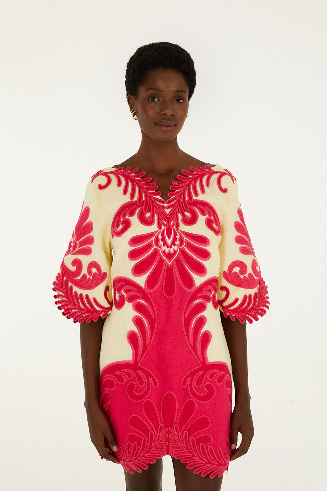 Vestido Mini Rosa Bordado Spring Arabesc