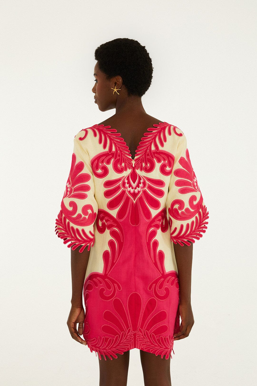 Vestido Mini Rosa Bordado Spring Arabesc