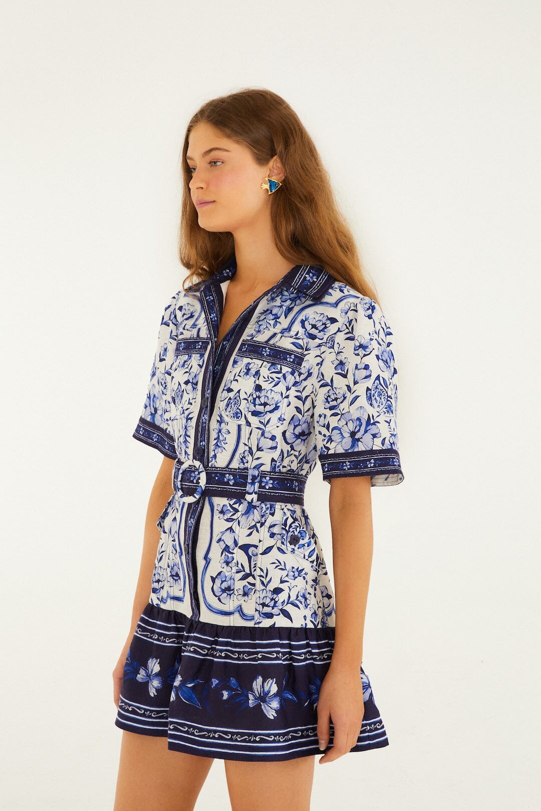 Vestido Mini Blanco Hueso Porcelain Garden