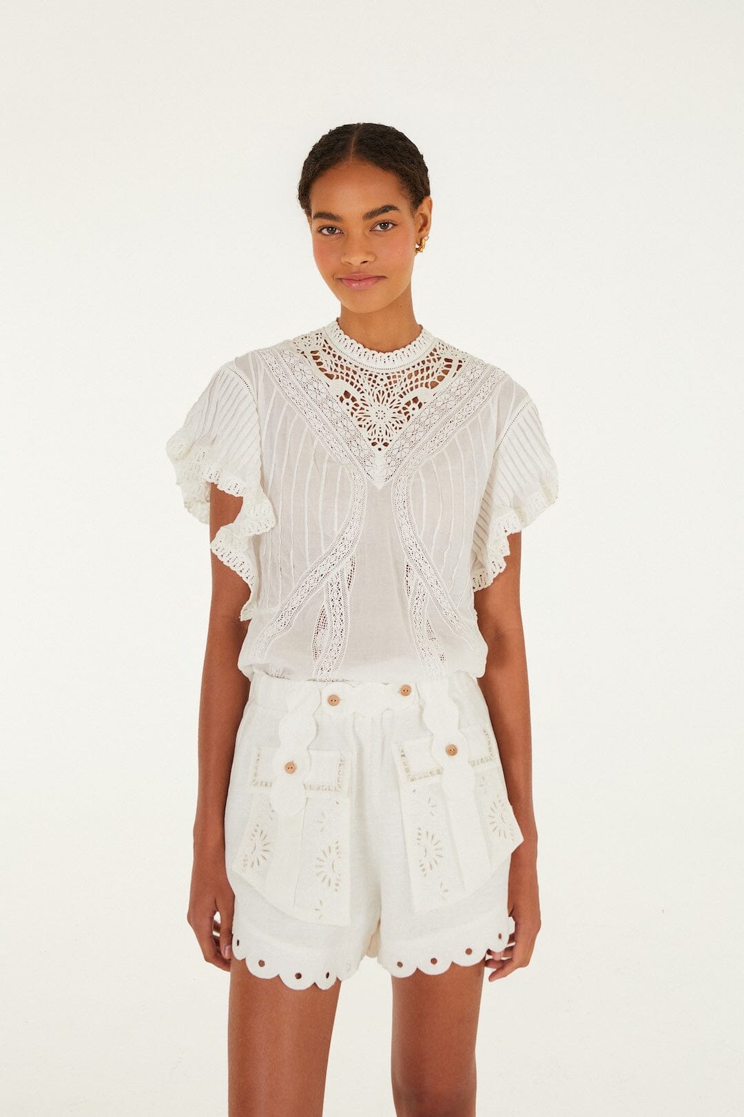 short artesanal blanco roto