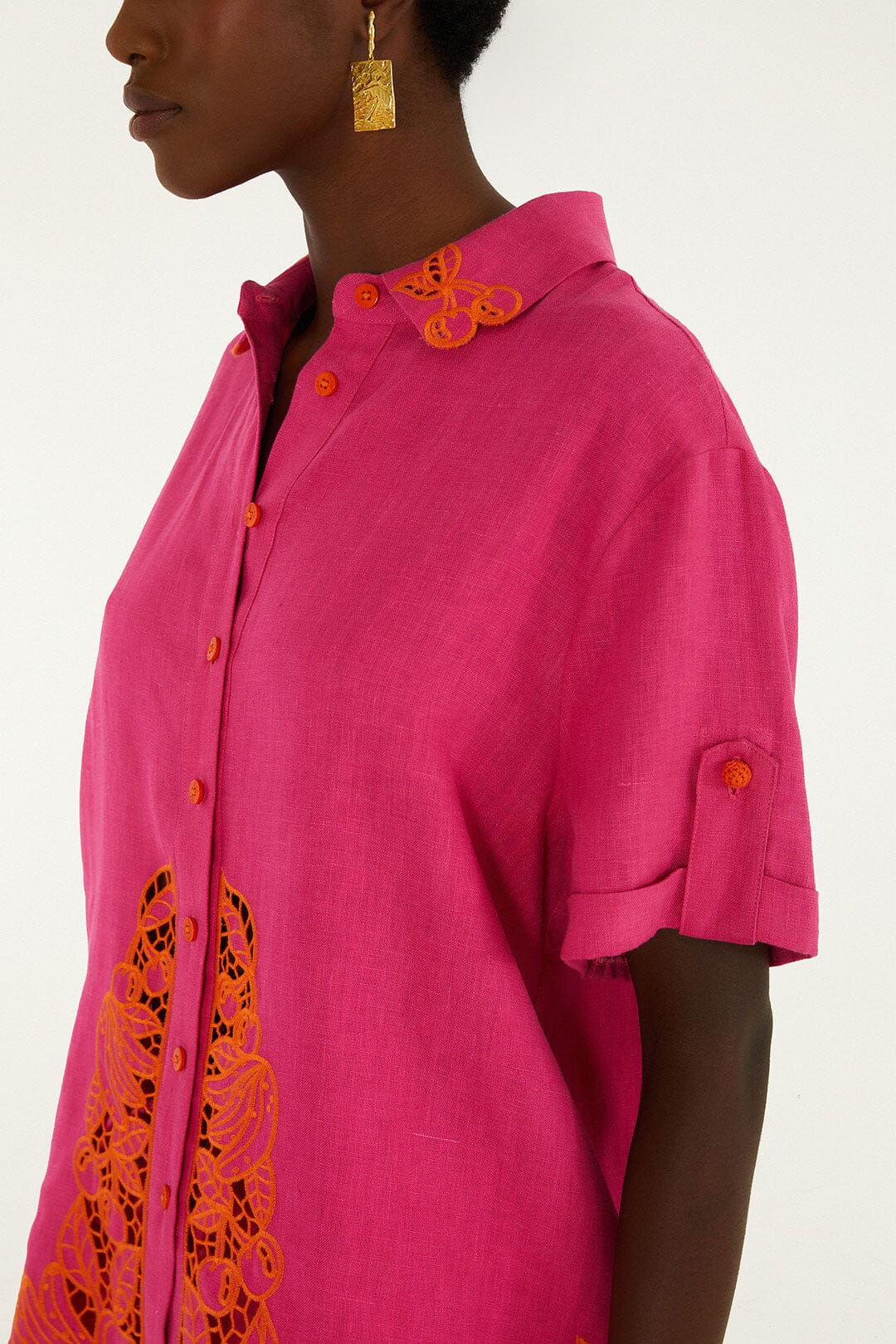 Camisa Artesanal Rosa Fruit Richelieu