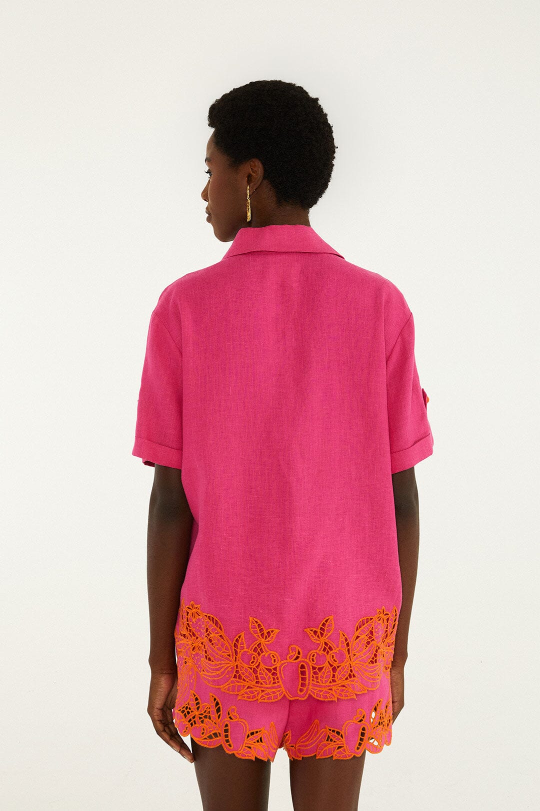 Camisa Artesanal Rosa Fruit Richelieu