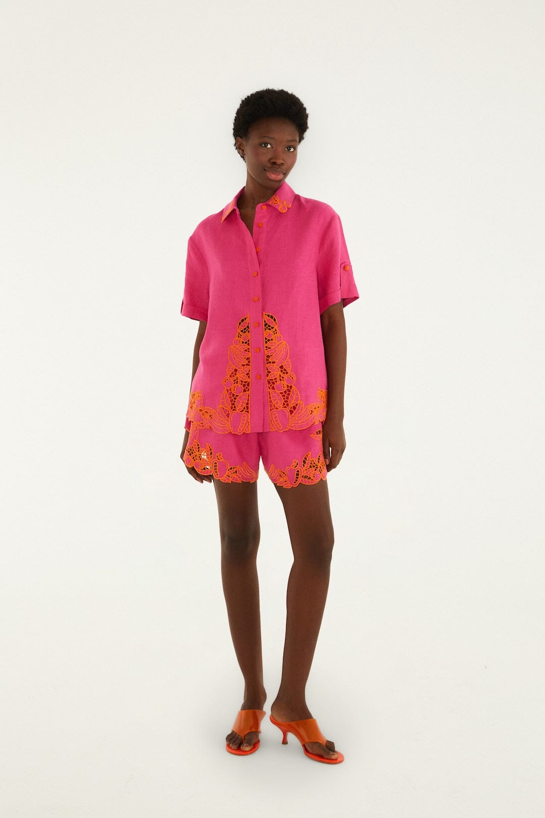 Camisa Artesanal Rosa Fruit Richelieu