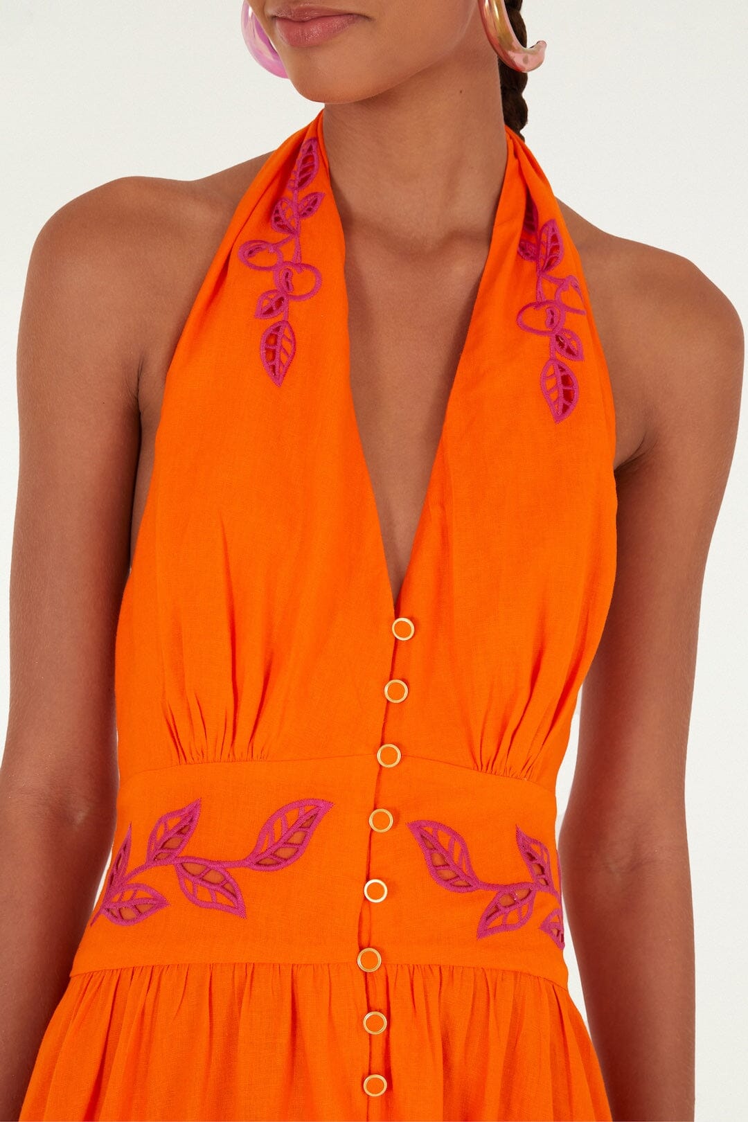 Maxi Vestido Artesanal Naranja Fruit Richelieu
