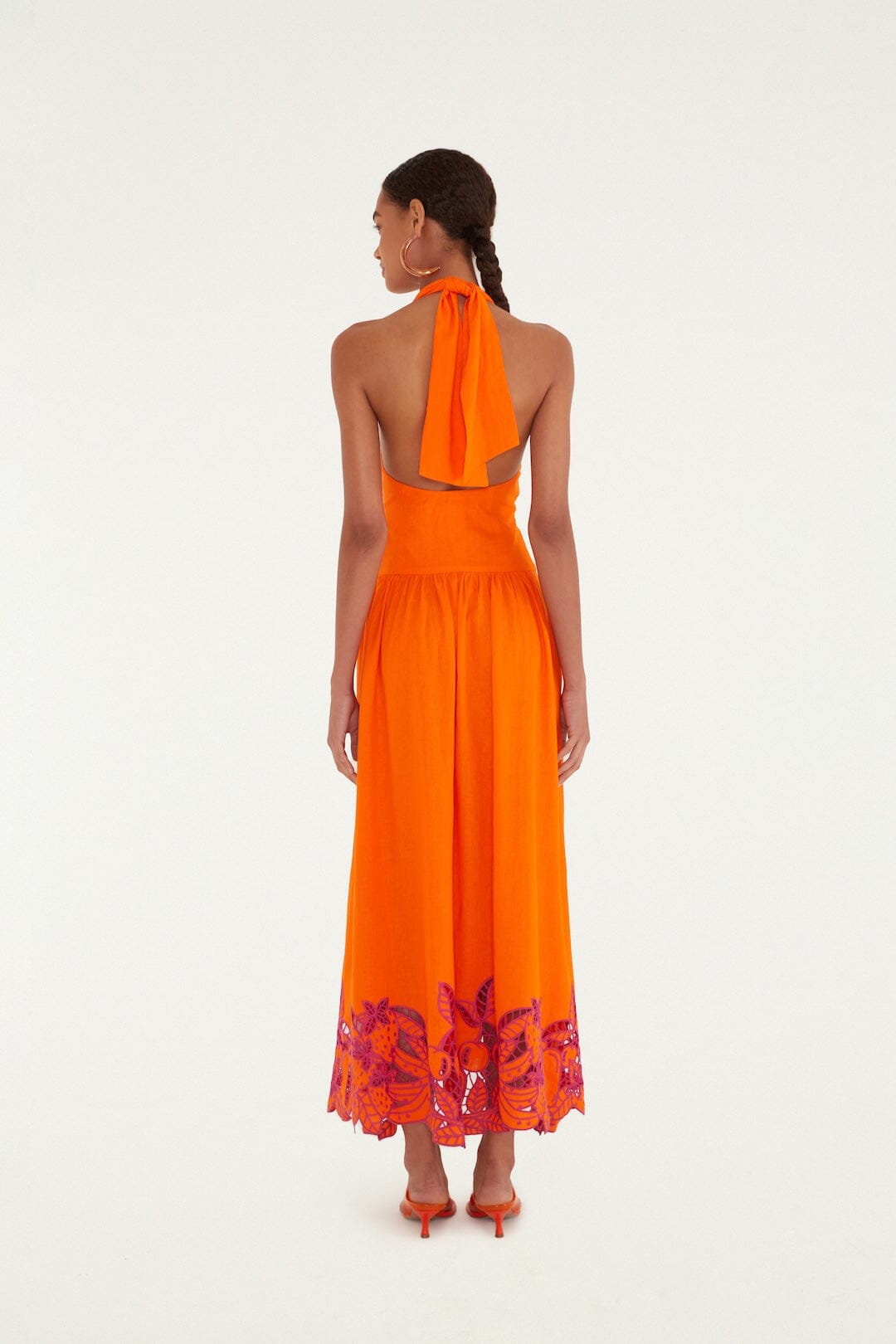 Maxi Vestido Artesanal Naranja Fruit Richelieu