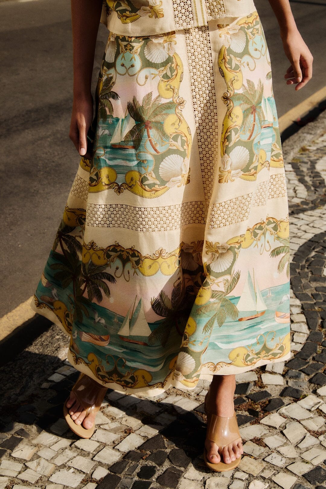 Falda Midi de Crochet Arena Royal Sea