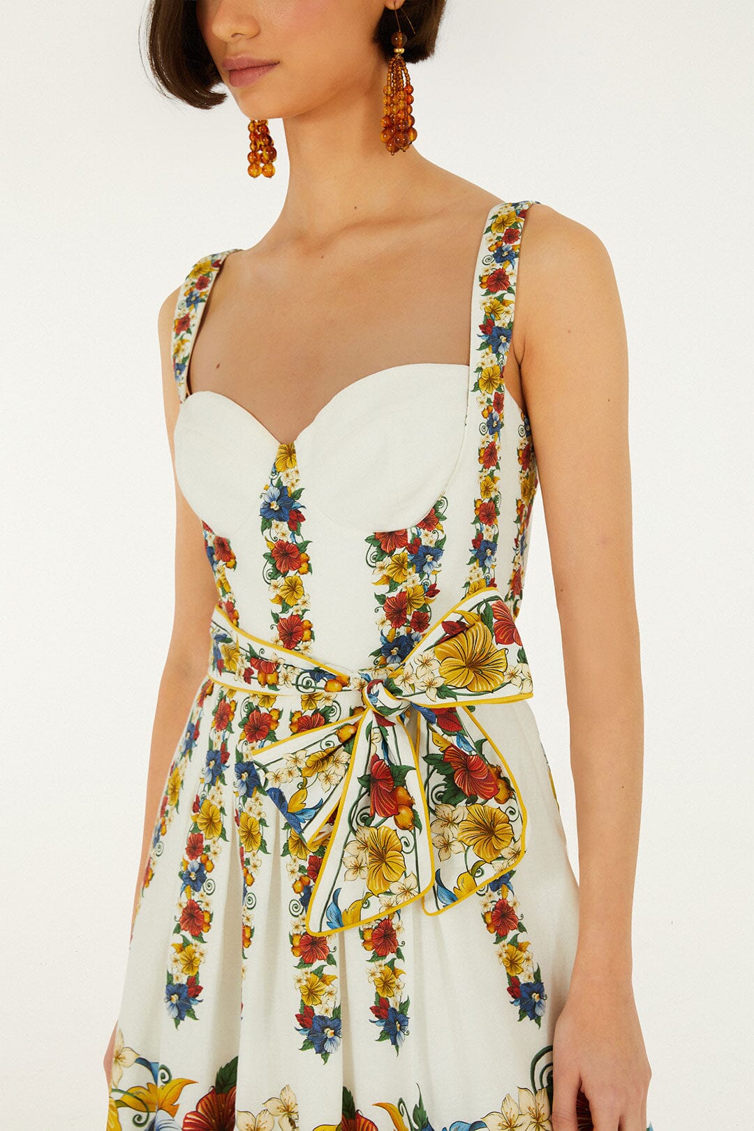 Vestido Mini Blanco Hueso Tropi con Cinturón