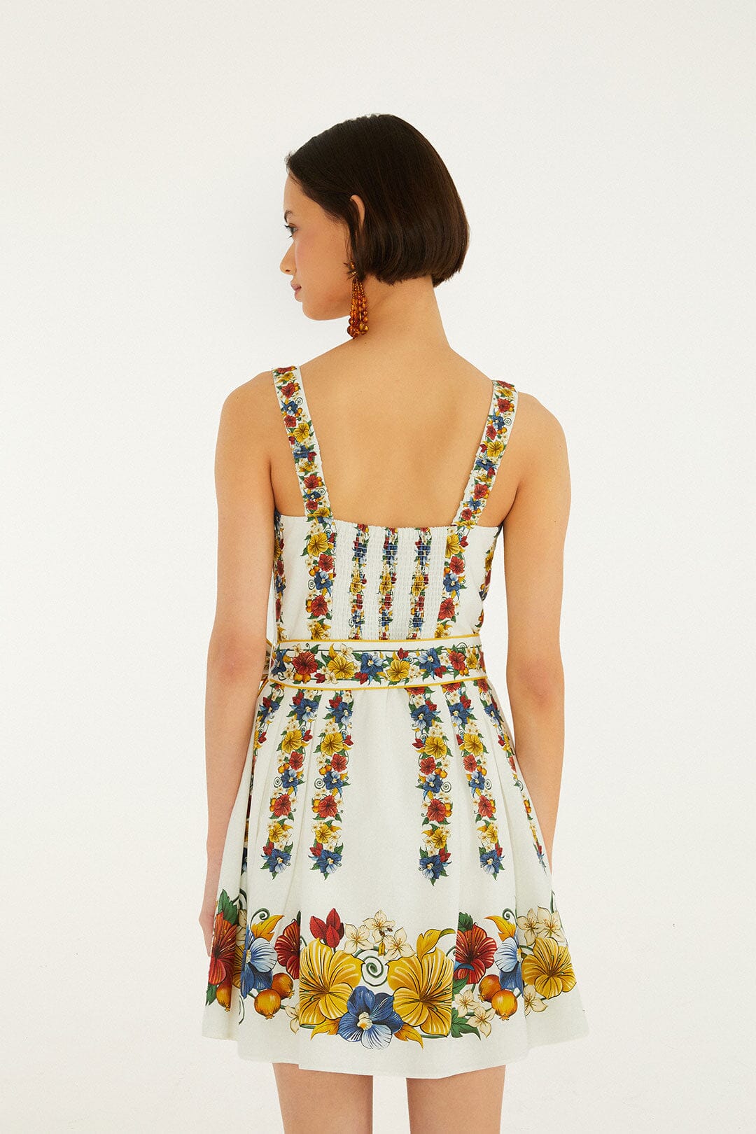 Vestido Mini Blanco Hueso Tropi con Cinturón