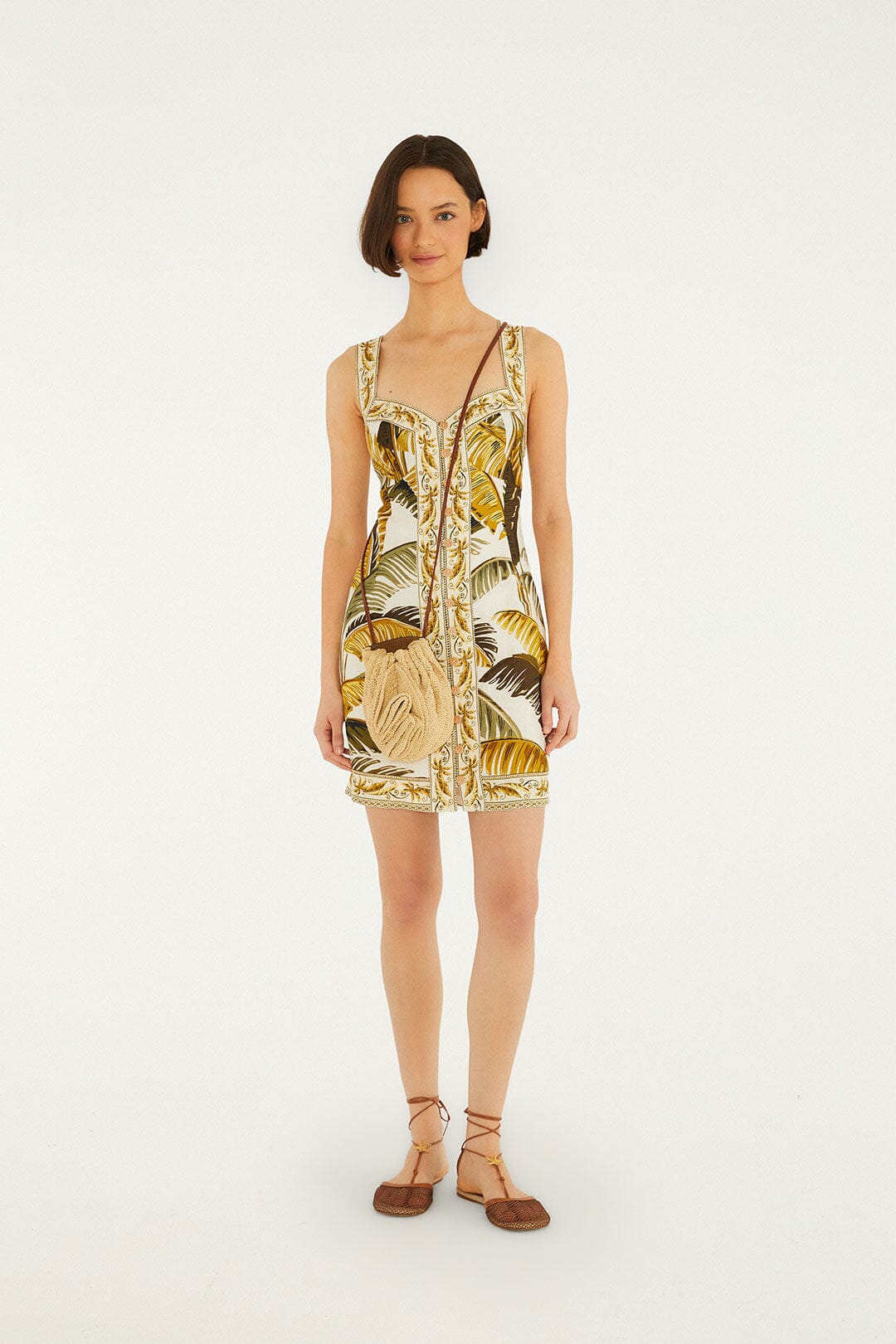 Vestido Mini Blanco Hueso Trancoso con Botones
