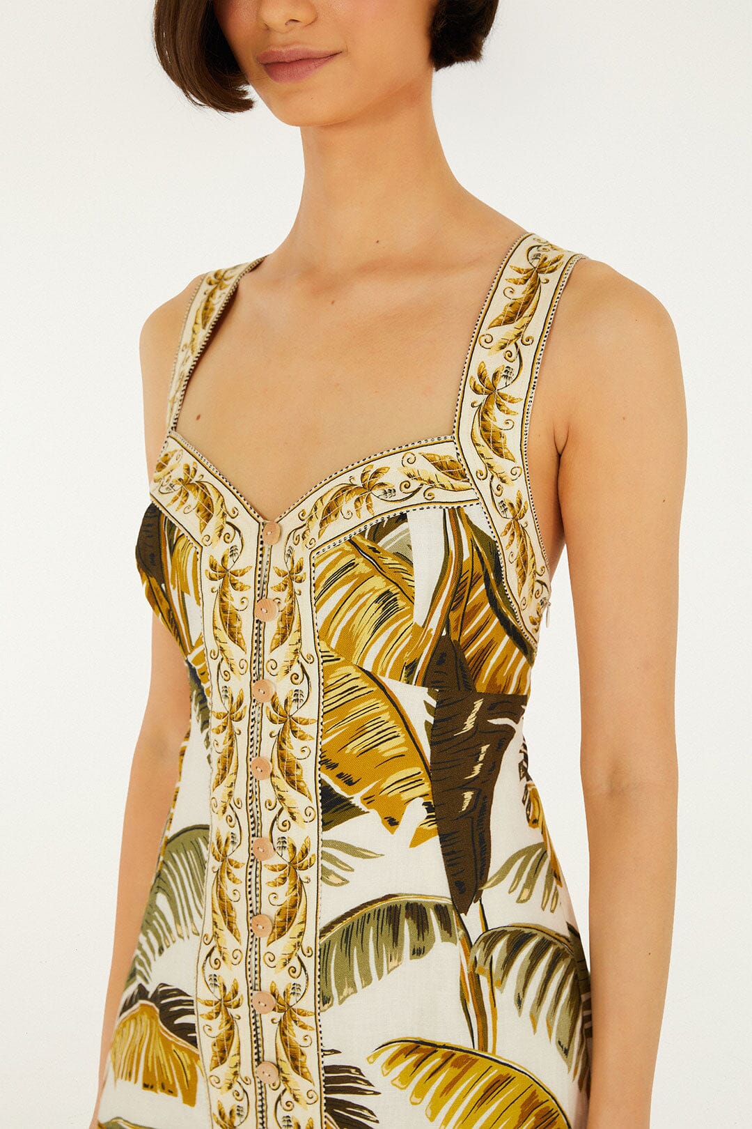 Vestido Mini Blanco Hueso Trancoso con Botones