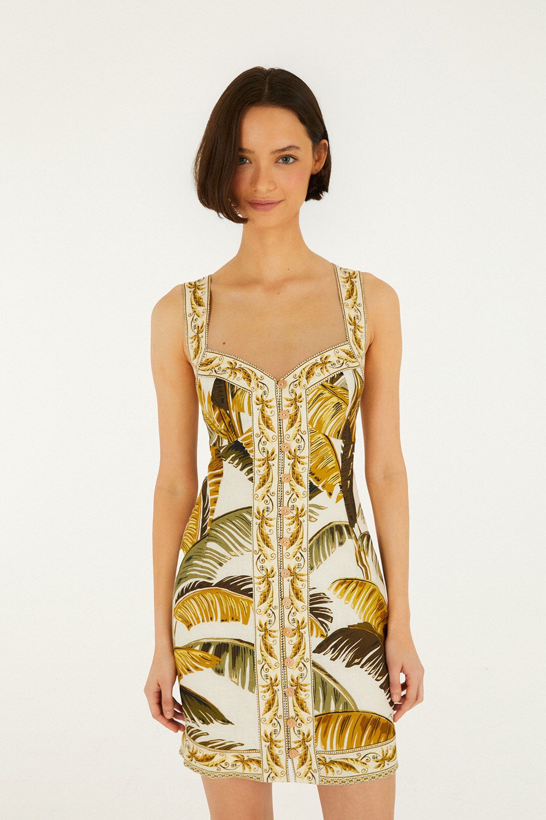 Vestido Mini Blanco Hueso Trancoso con Botones