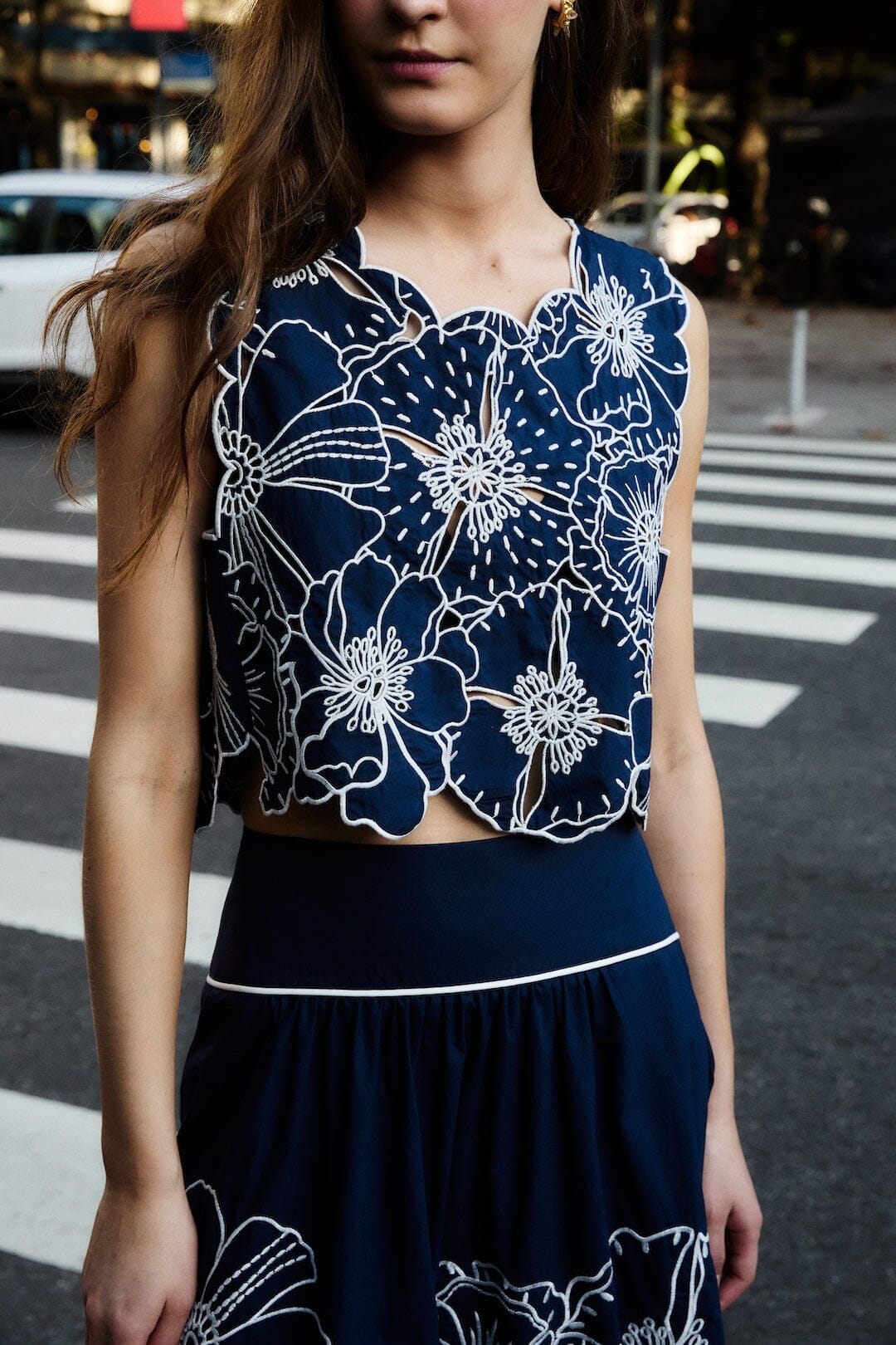 Crop Top Azul Flores Richelieu