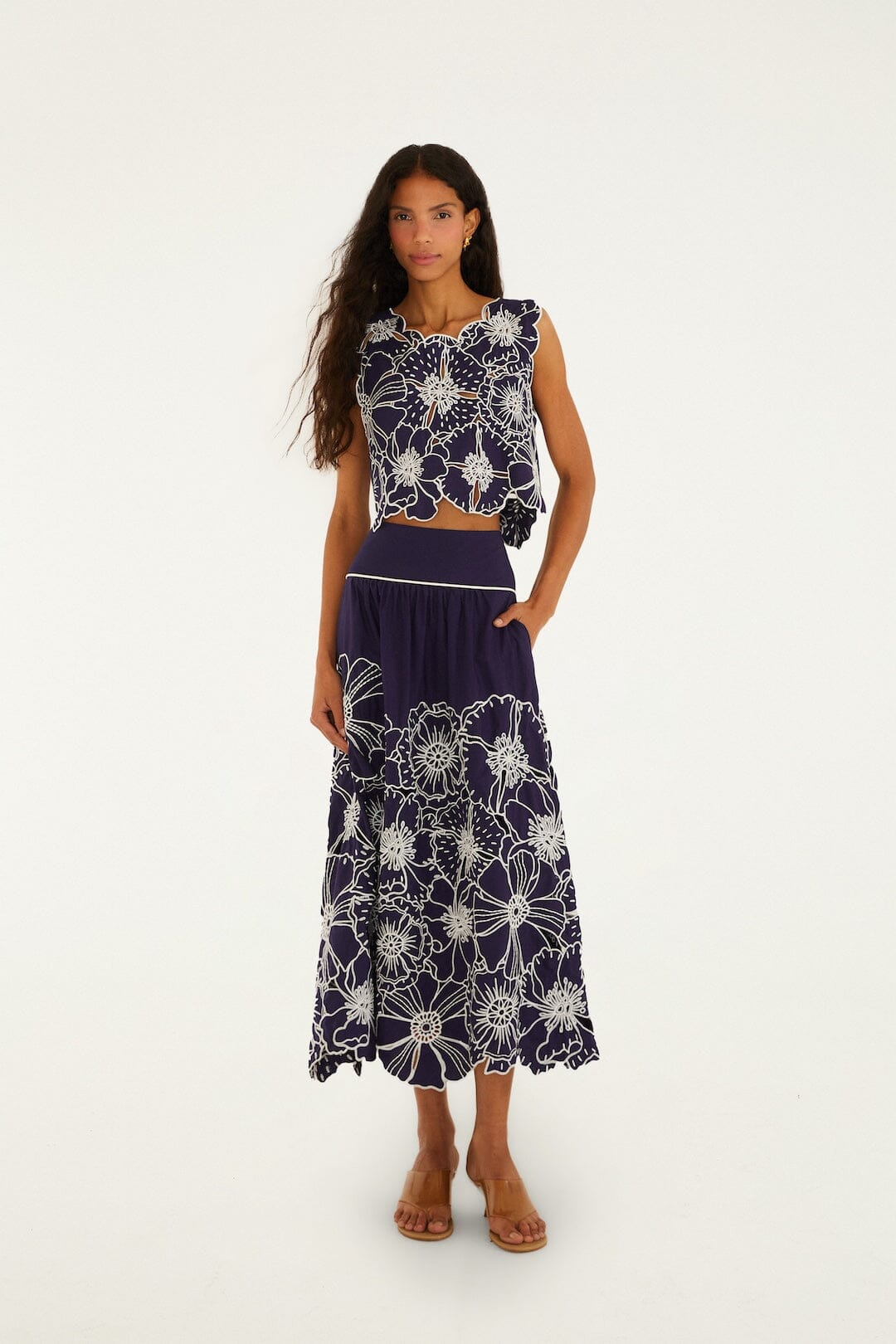 Crop Top Azul Flores Richelieu