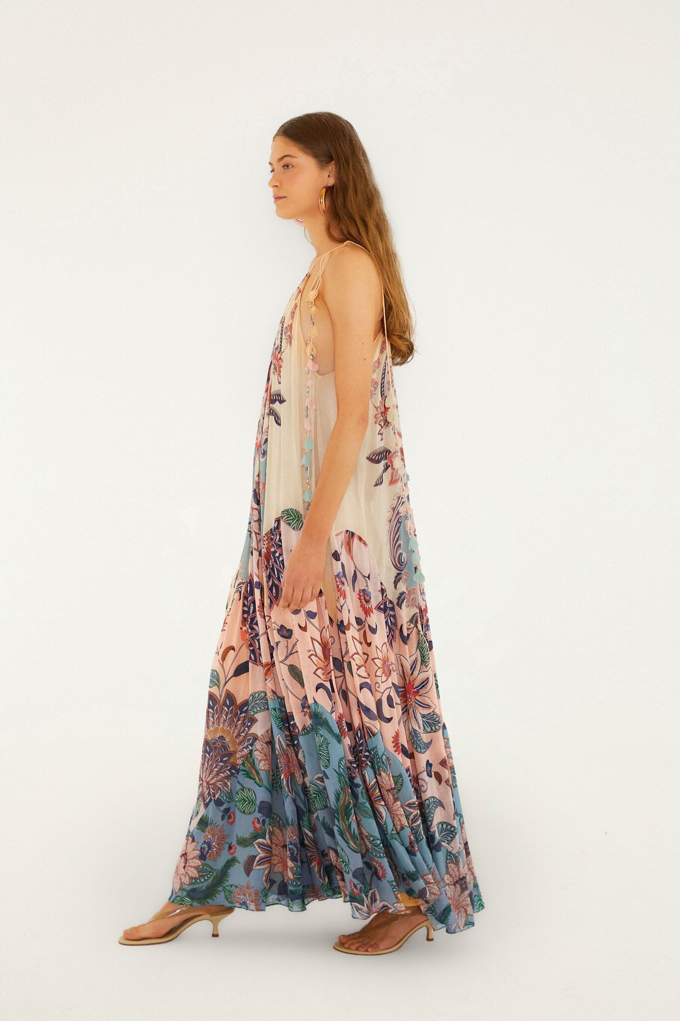 vestido maxi ondulado boho floral delhi mix