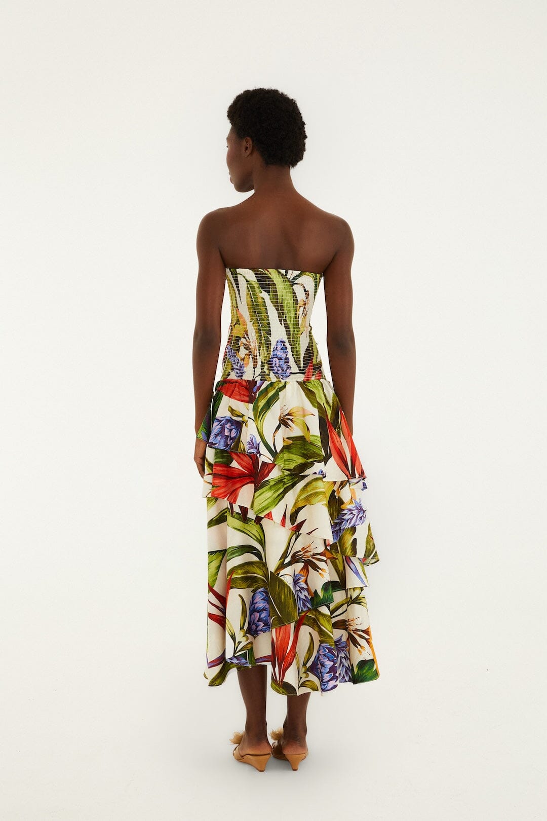 vestido largo florart color arena sin tirantes