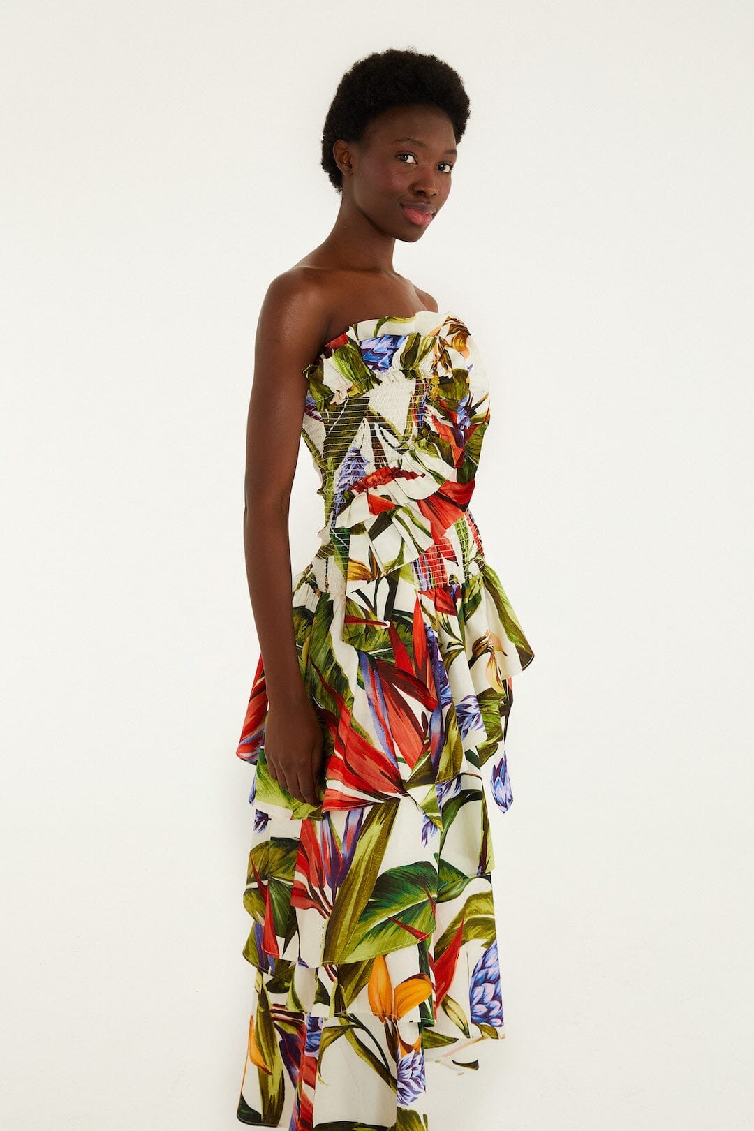 vestido largo florart color arena sin tirantes