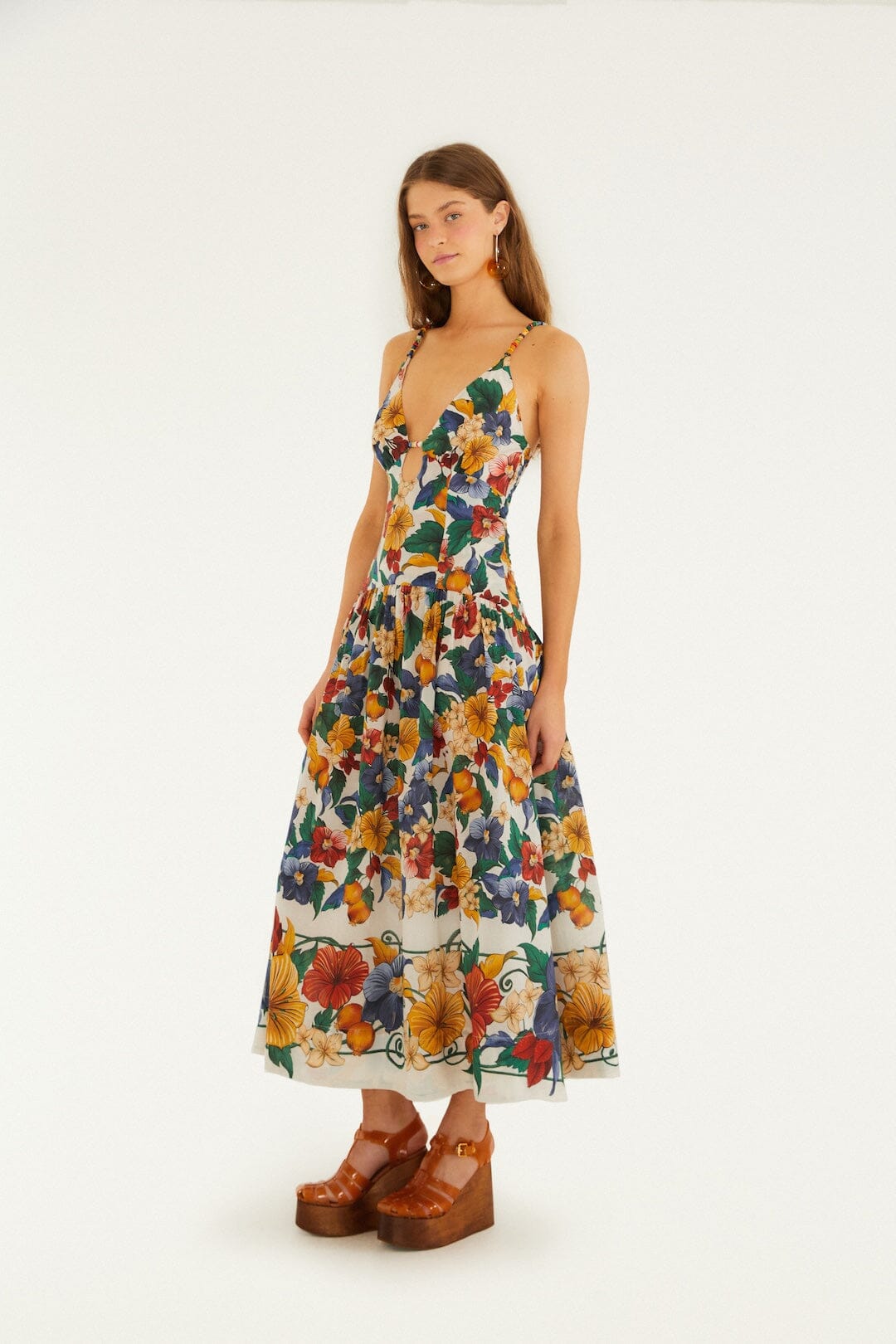 Maxi Vestido Blanco Hueso Bordado Tropi