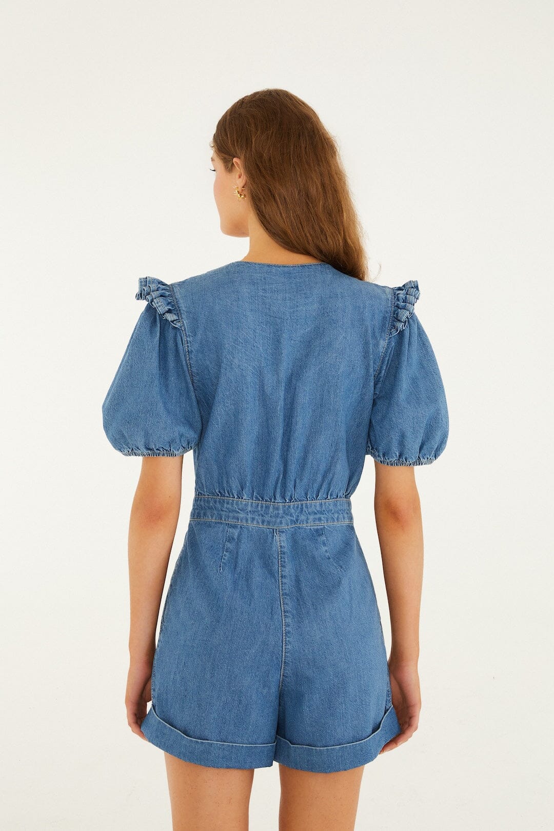 mameluco denim con volantes