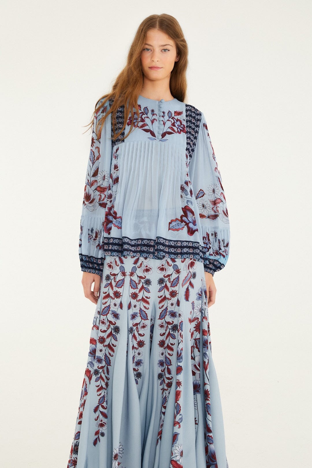 marcelle soft blue maxi skirt