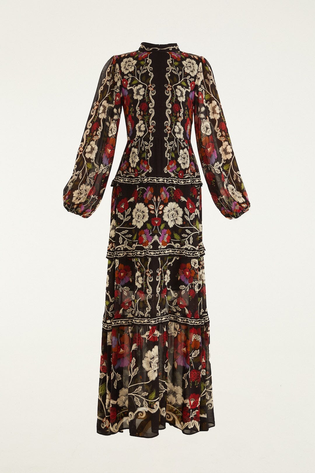 rococo flowers black maxi dress