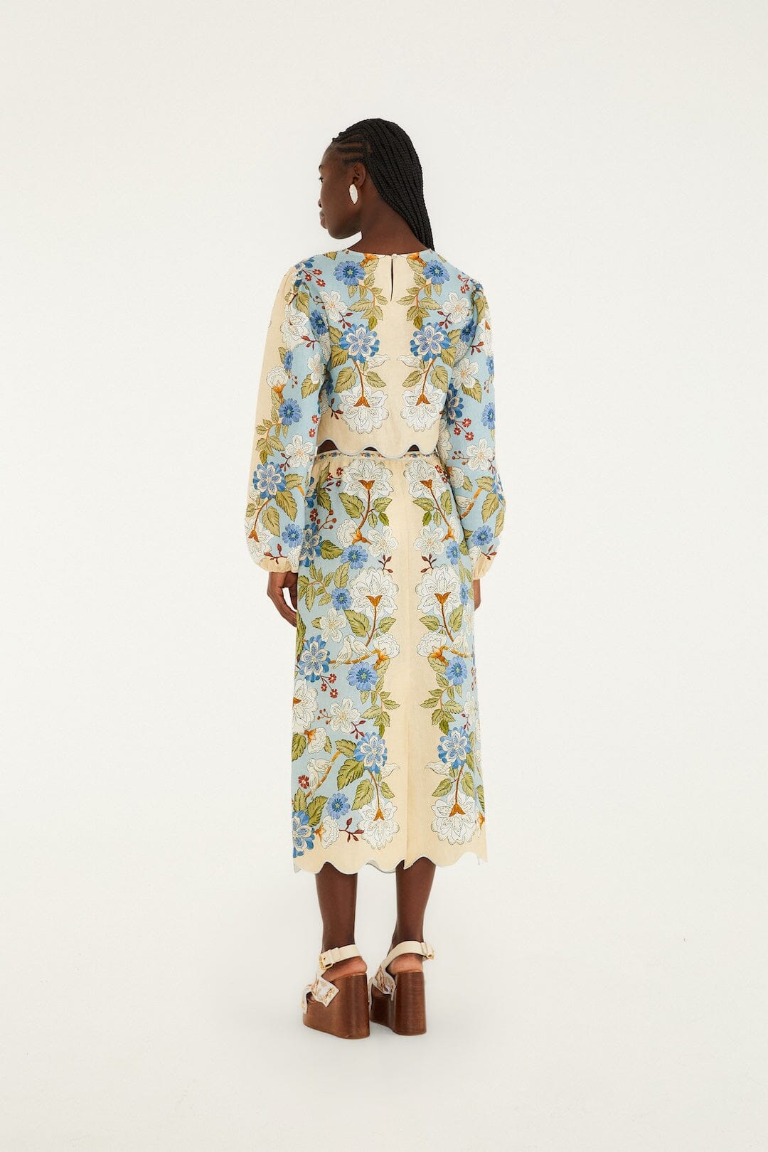 falda midi azul pañuelo de jardín