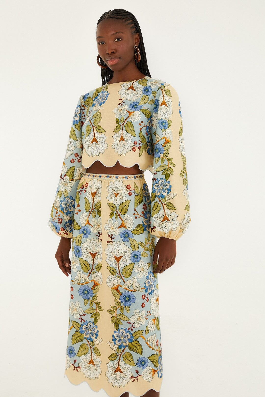 falda midi azul pañuelo de jardín