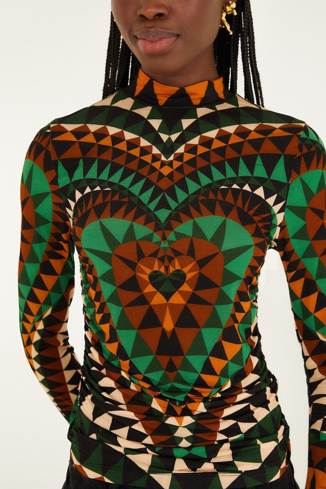 heart deco green jersey blouse