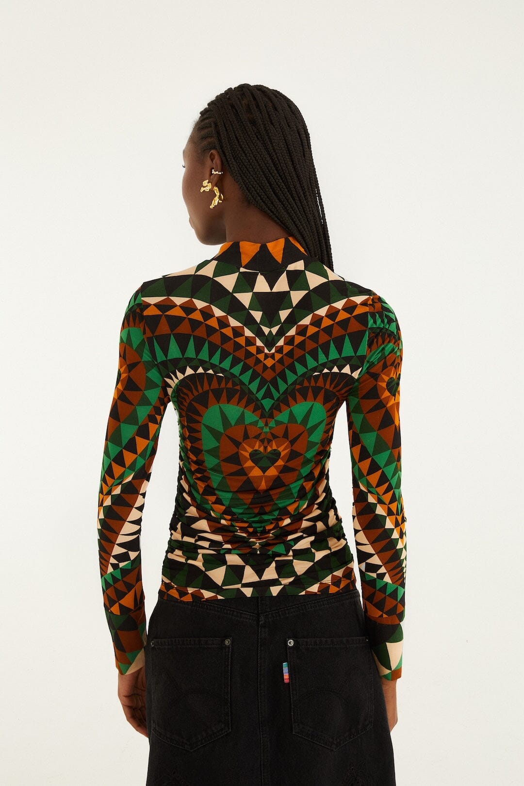 heart deco green jersey blouse