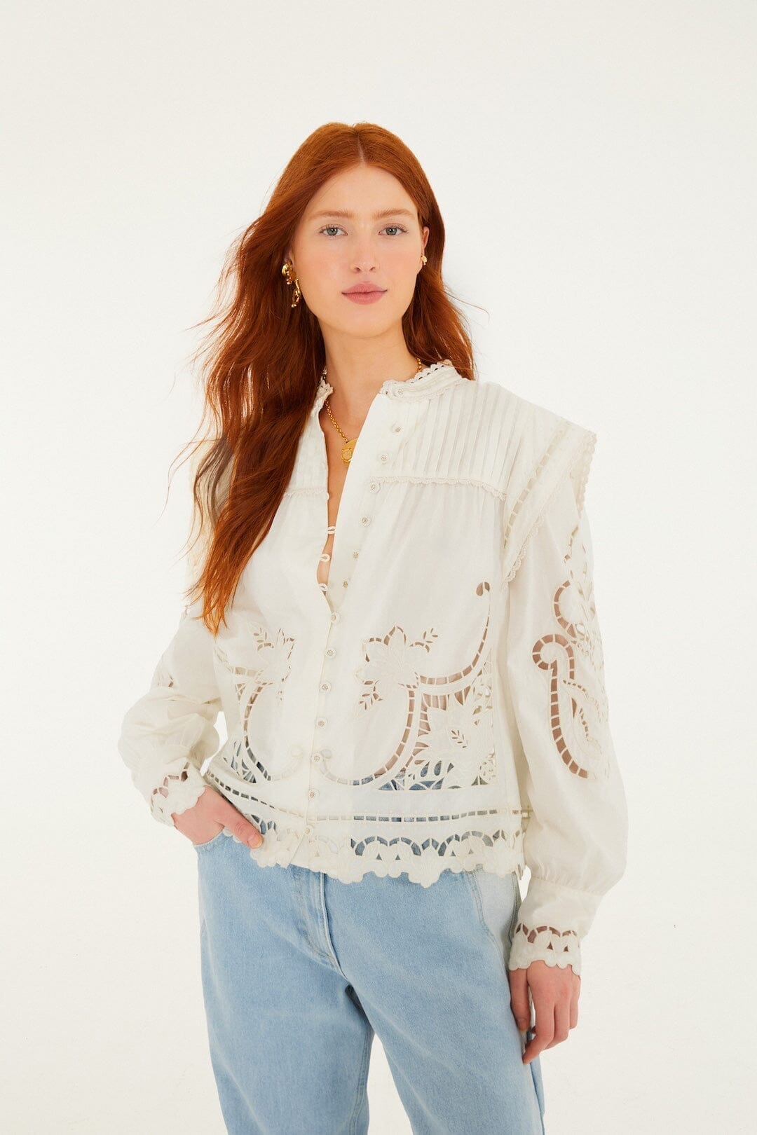blusa richilieu blanco roto
