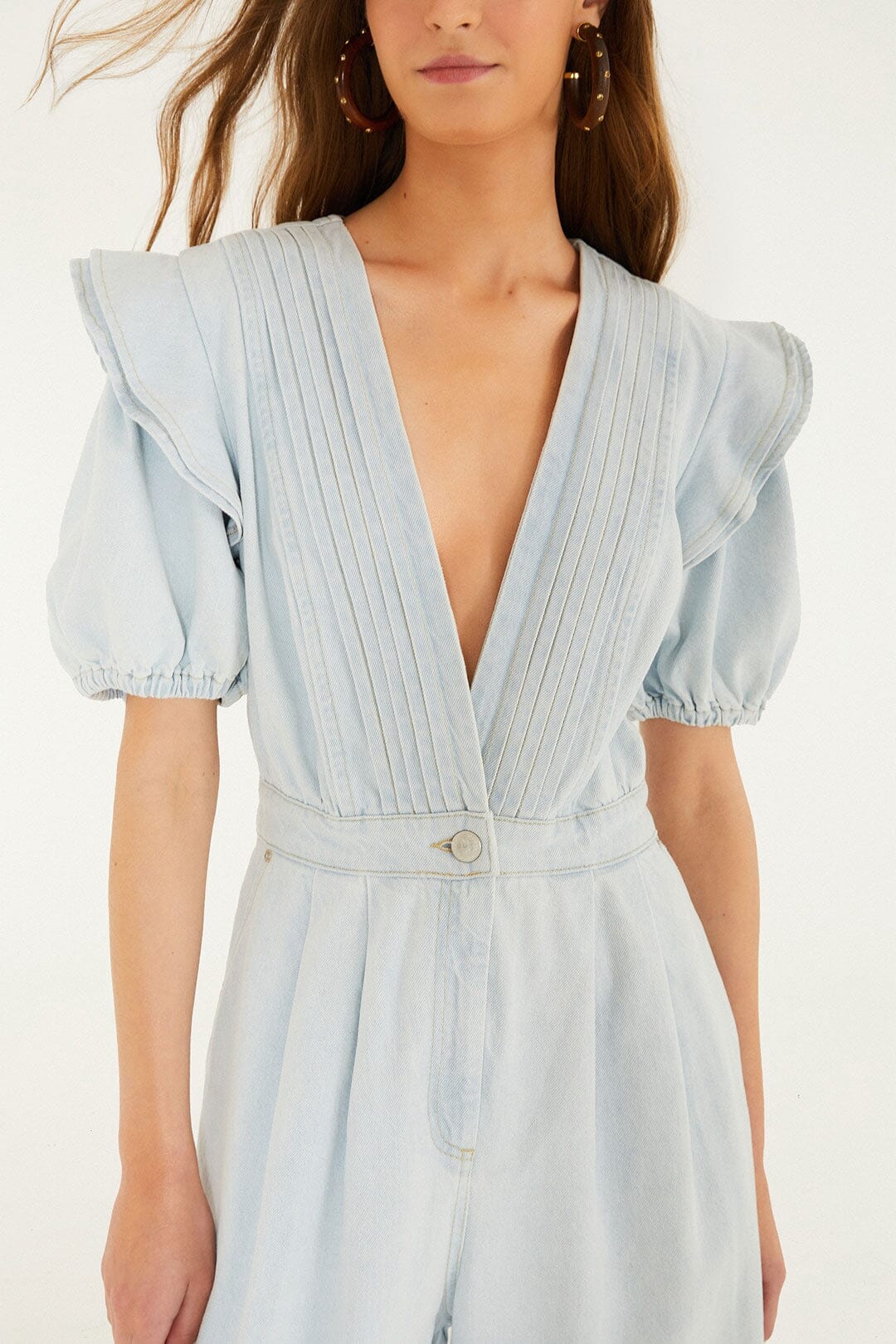 DENIM PLEATS OVERALL