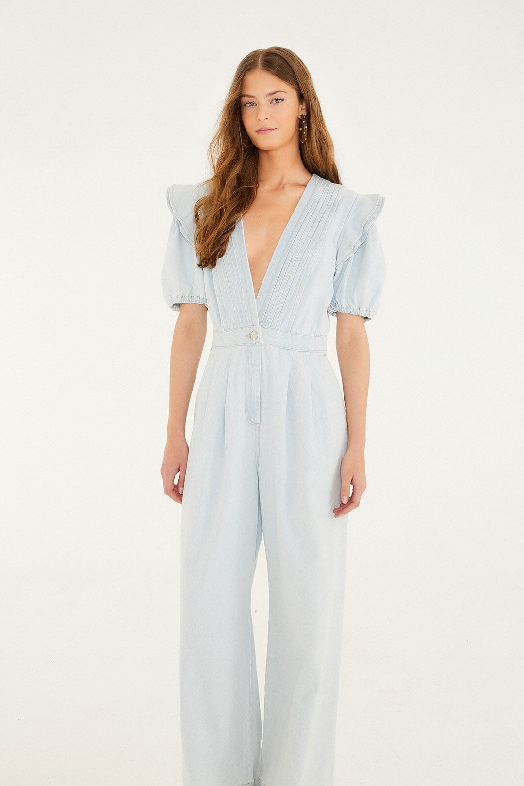 DENIM PLEATS OVERALL