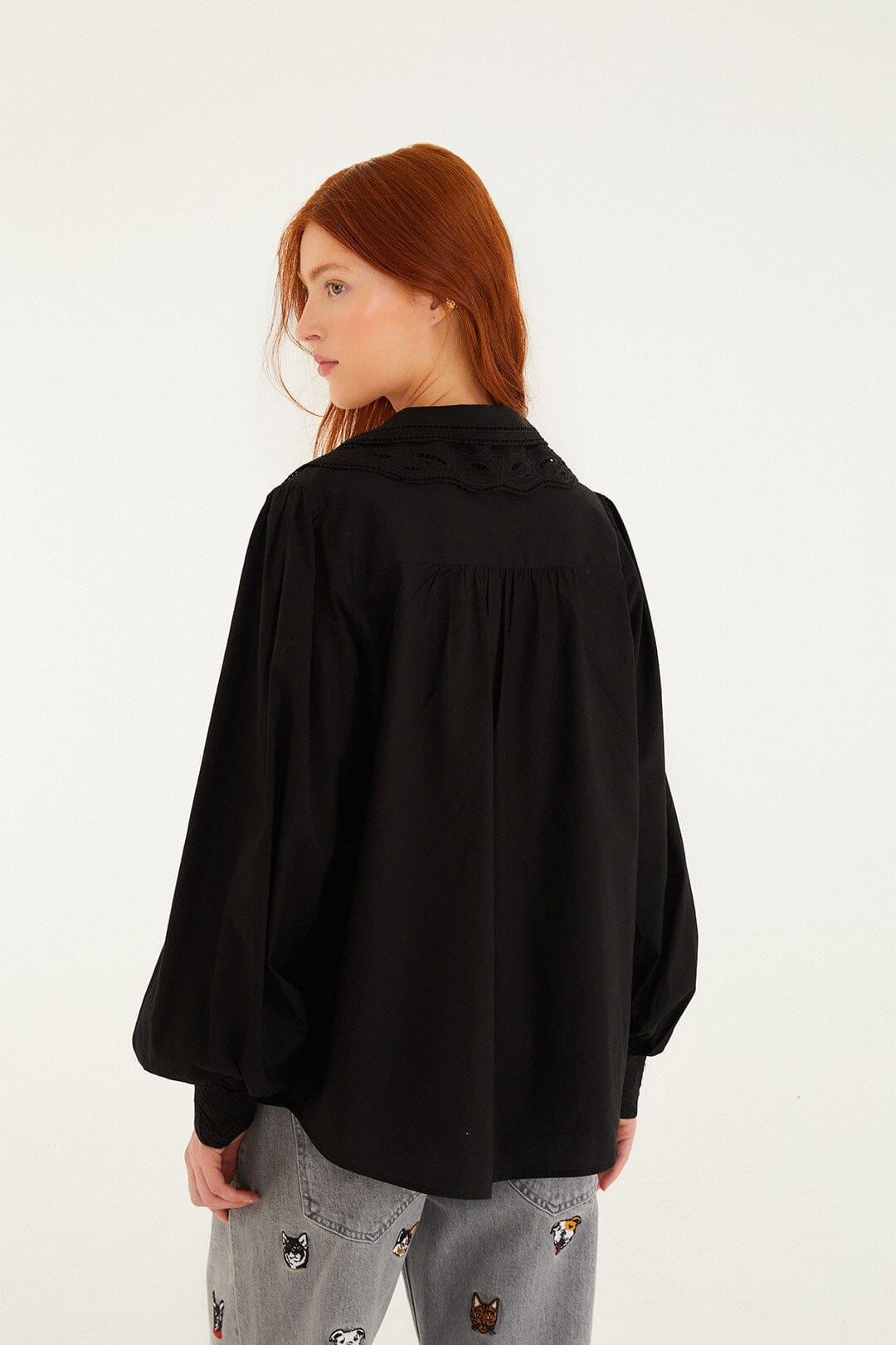 black embroidered long sleeve shirt