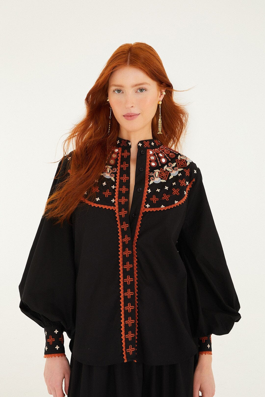 black embroidered long sleeve shirt 1