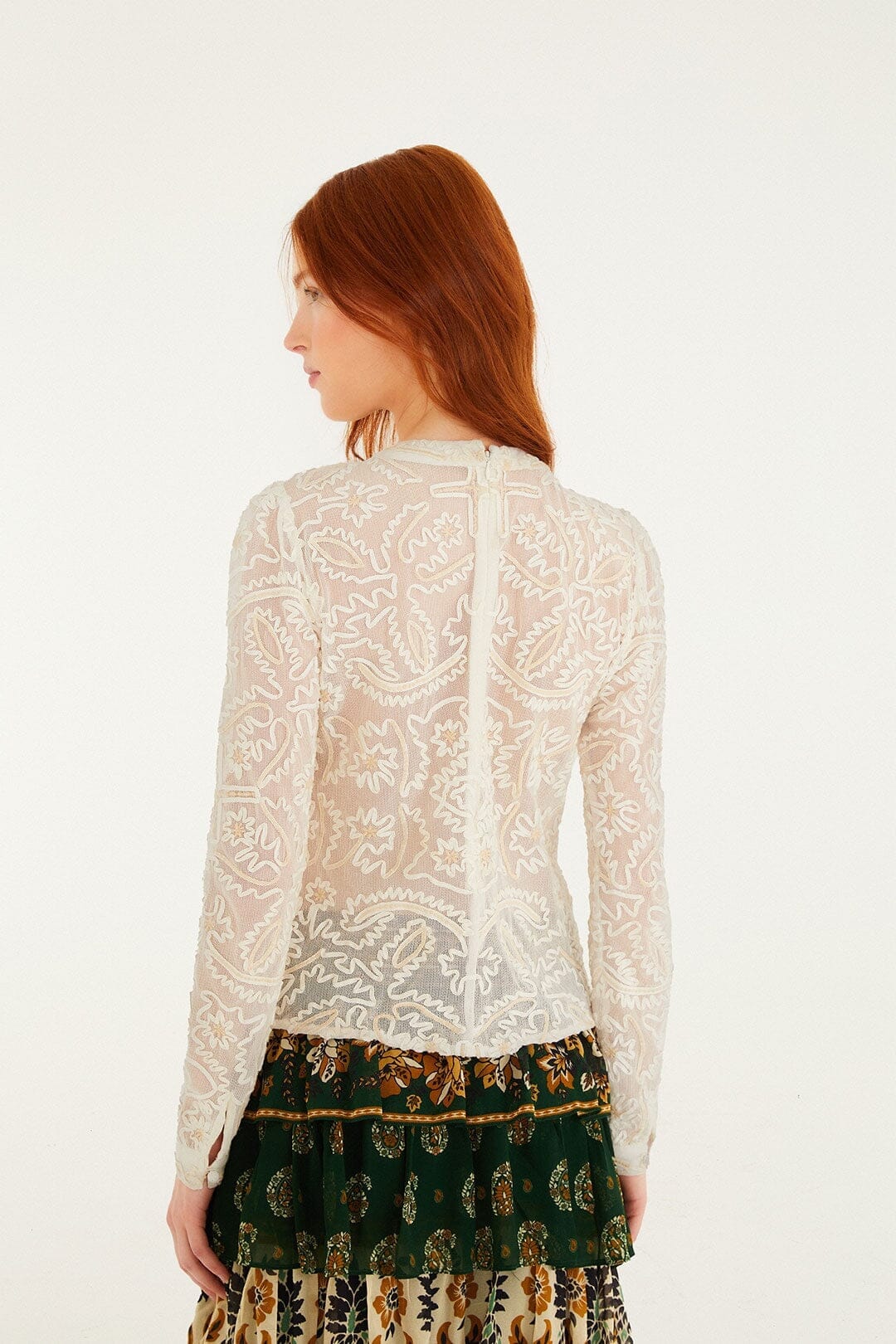 off white embroidery long sleeve blouse